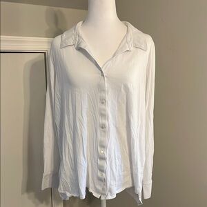 Eileen Fisher White Relaxed Button Down long sleeve Shirt L